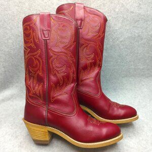 Vintage Wolverine 1969 Cowgirl Western Boots Red Women Size 7.5 M